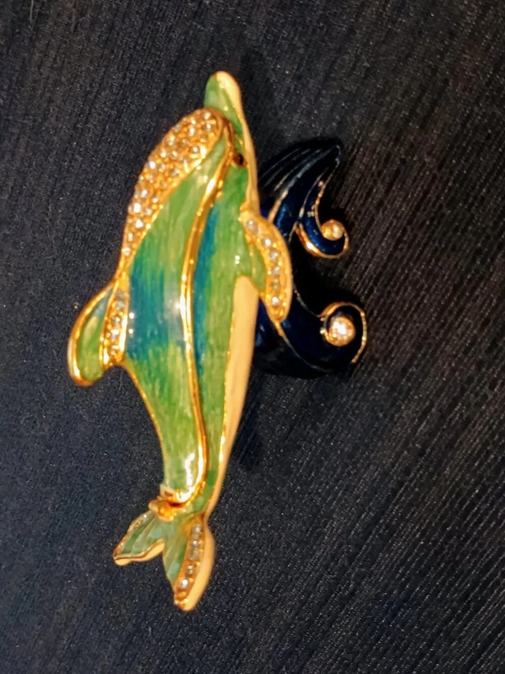 Dolphin Jeweled Enamel Trinket Box